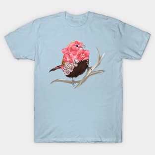 Pink throated Twinspot + Hydrangea Lacecaps T-Shirt